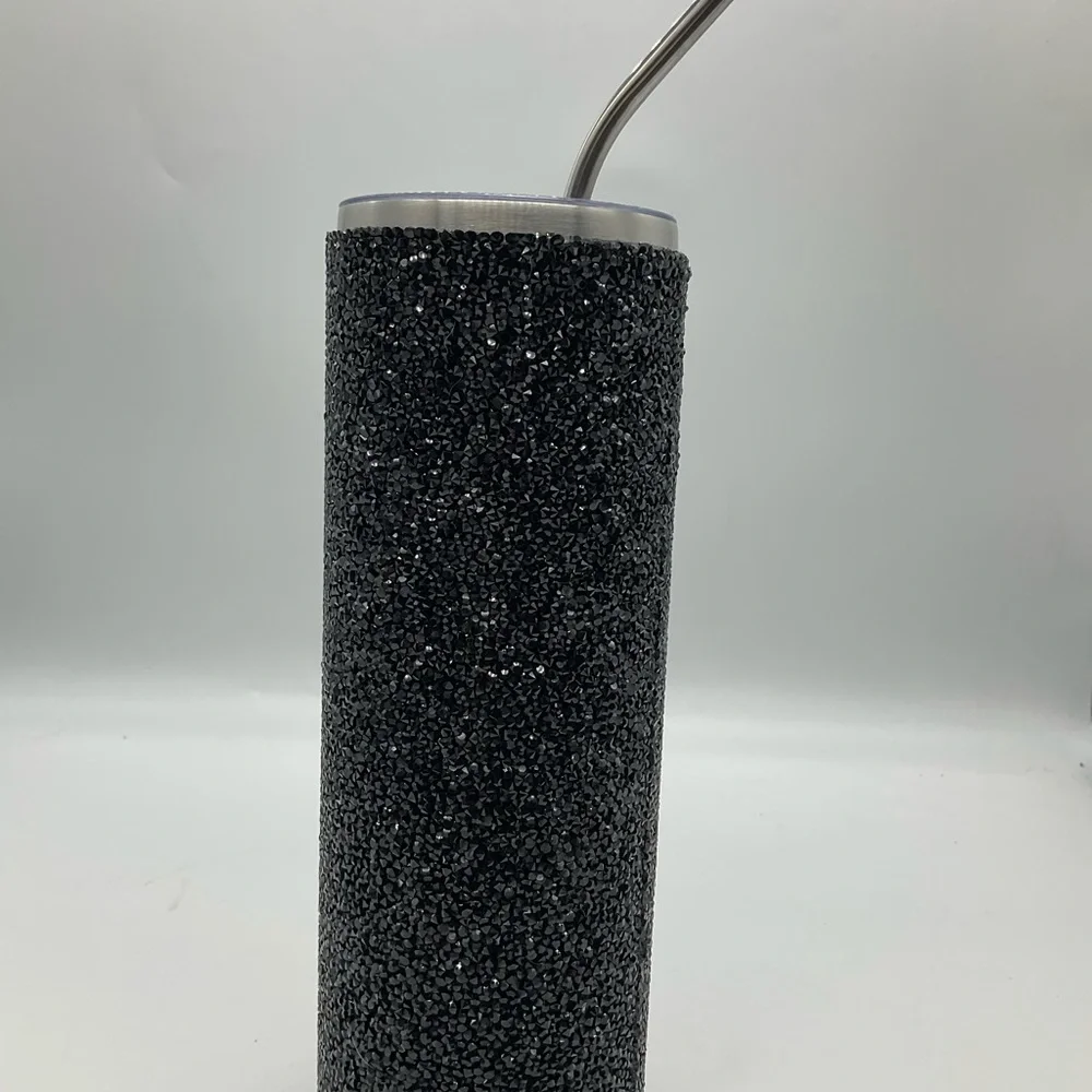 THE BACK IN BLACK BLING 30 oz DOUBLE CHUNKY BLING TUMBLER INSULATED HOT COLD BEV